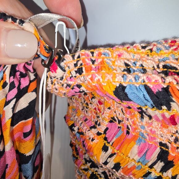 Maaji Prism Cat Marta Short Dress Smocked Mini 4 in 1 Wear Cut Out Tassels M NEW - Picture 13 of 16